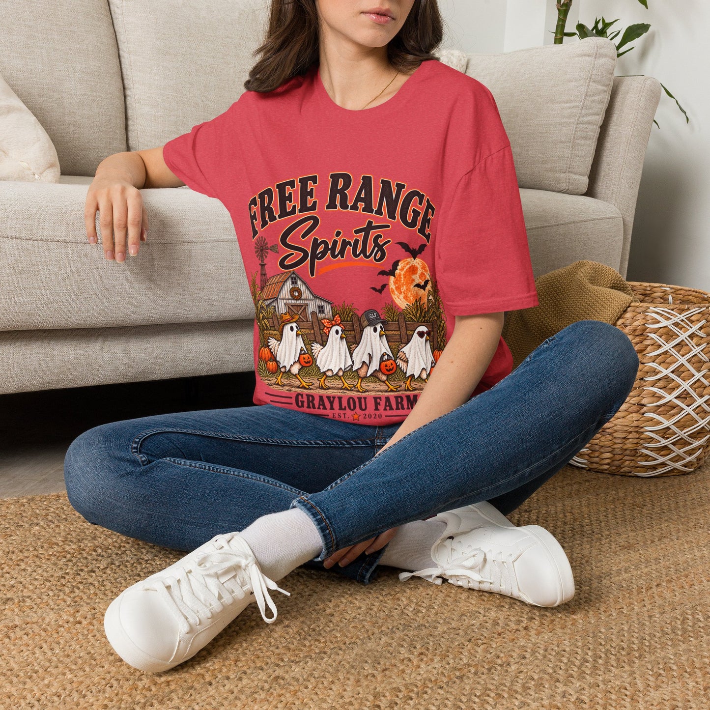 Free Range Spirits T-Shirt — Halloween Farm Ghosts Graphic