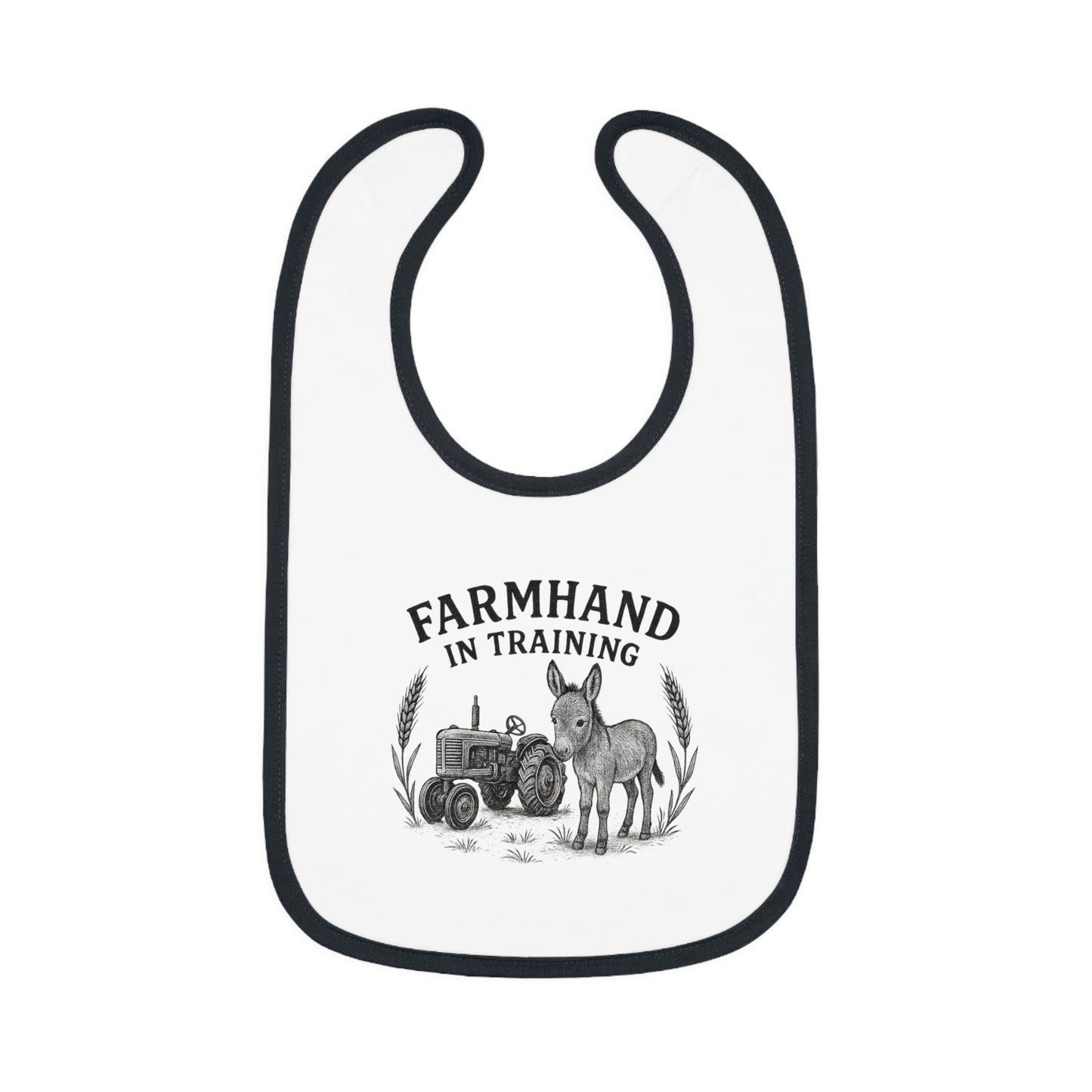 Farmhand in Training Baby Bib - Cute Contrast Trim for Future Farmers