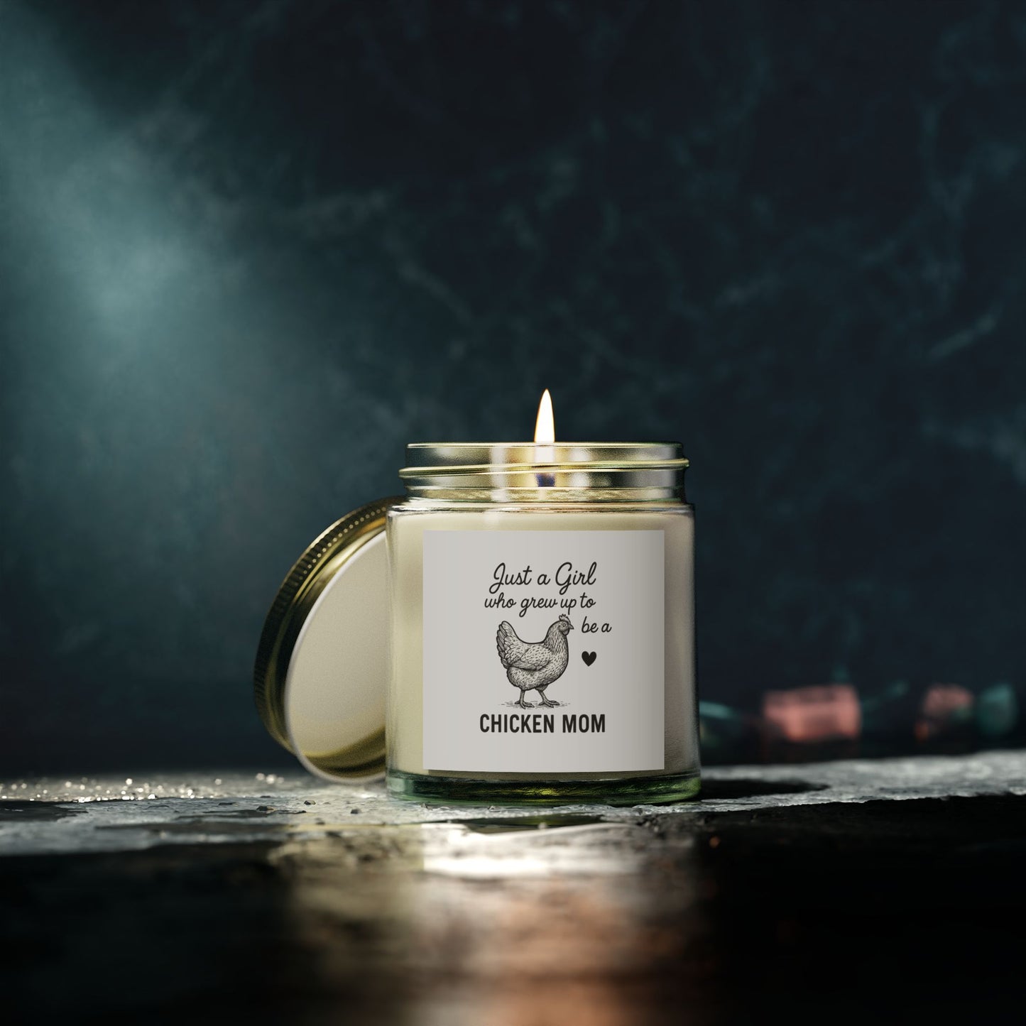 Just a Girl Chicken Mom Scented Candle - Coconut Apricot Wax (4oz, 9oz)