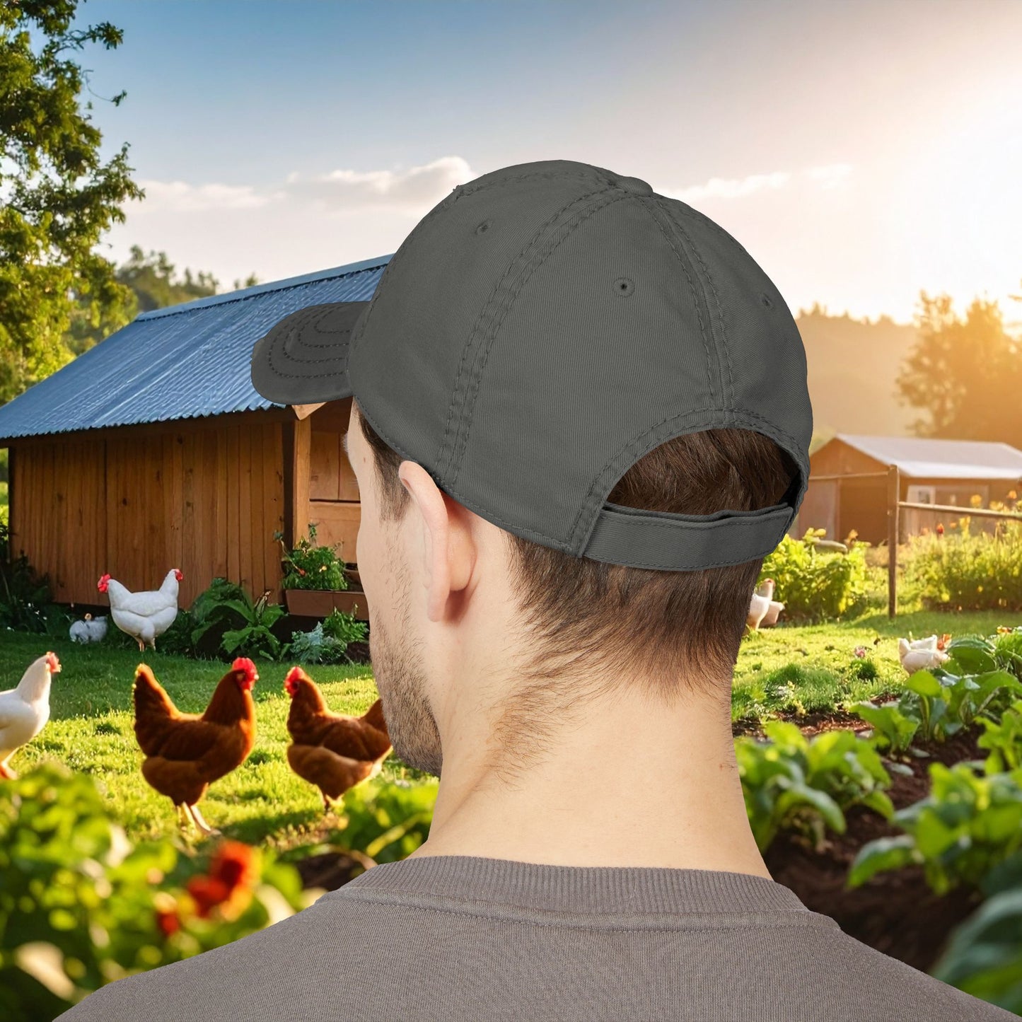 Distressed Dad Hat with COOP: Creating Our Own Paradise Embroidery