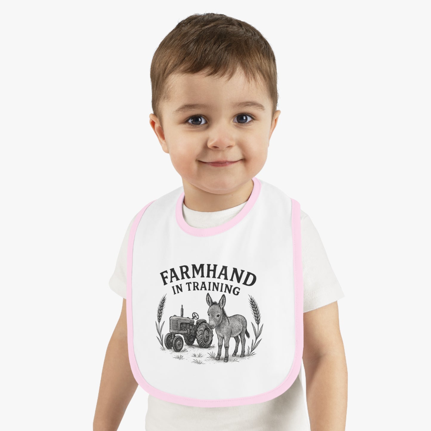Farmhand in Training Baby Bib - Cute Contrast Trim for Future Farmers