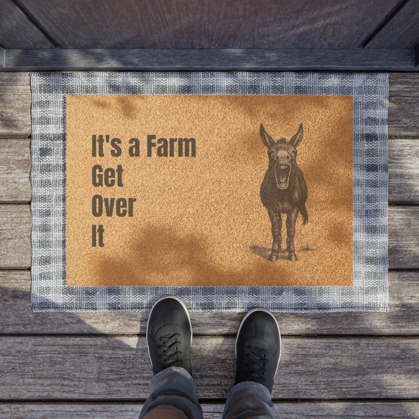 Rustic Farmhouse Doormat - 'It's a Farm, Get Over It' - Perfect for Country Homes & Farm Lovers