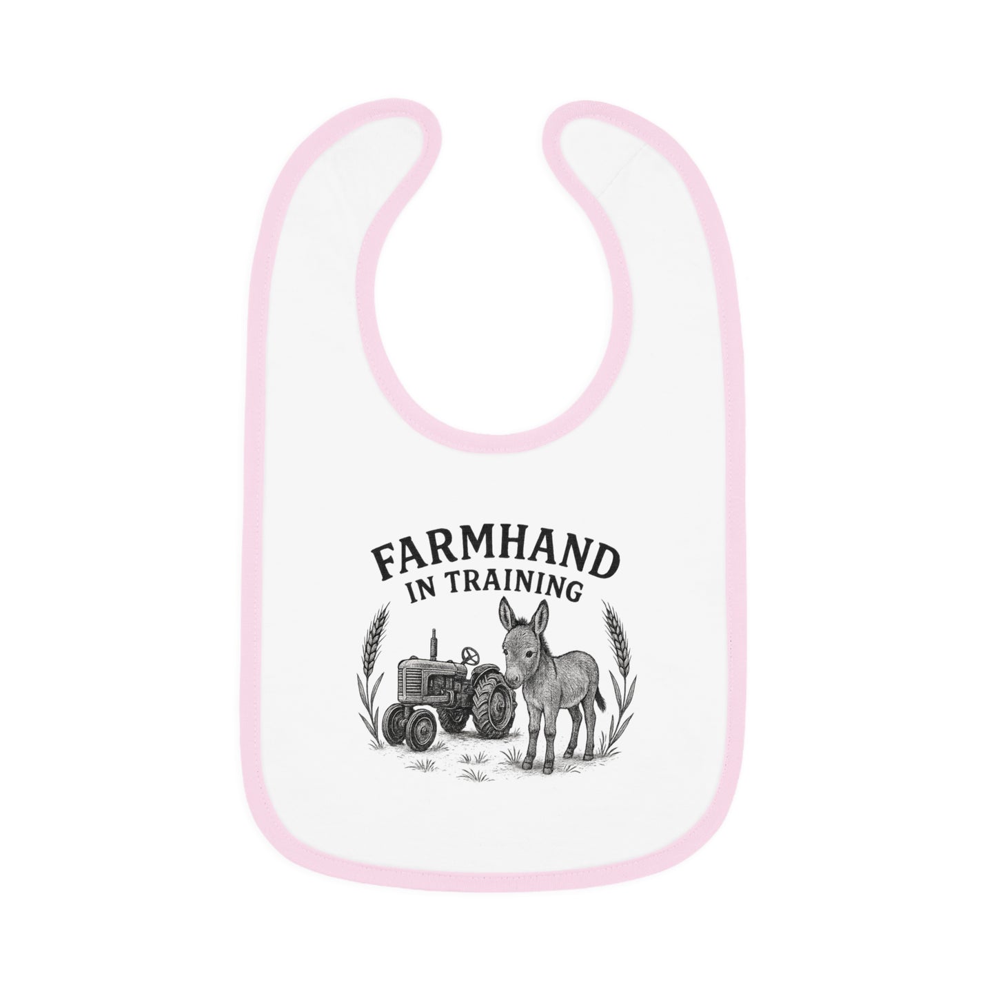 Farmhand in Training Baby Bib - Cute Contrast Trim for Future Farmers