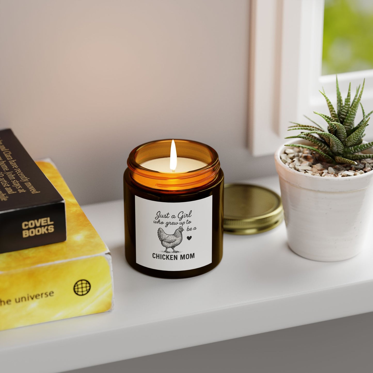 Just a Girl Chicken Mom Scented Candle - Coconut Apricot Wax (4oz, 9oz)