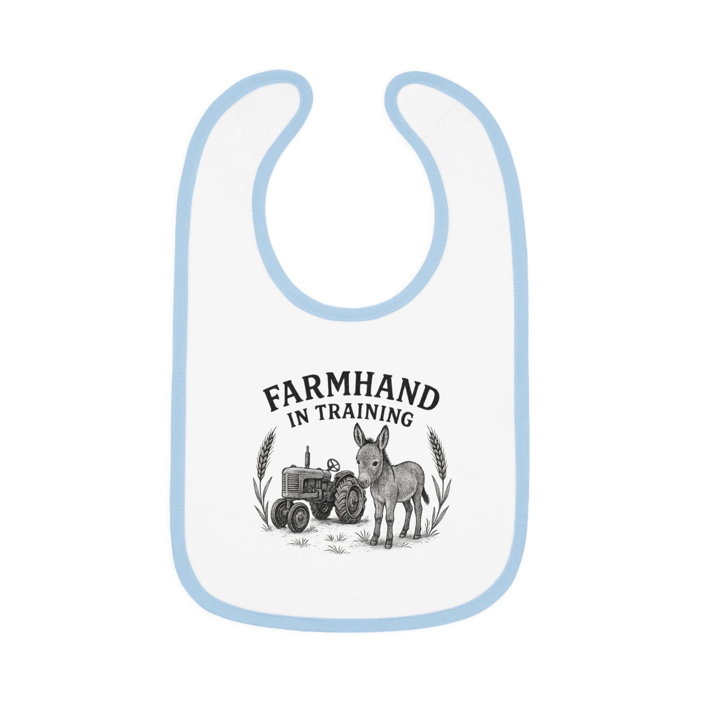 Farmhand in Training Baby Bib - Cute Contrast Trim for Future Farmers