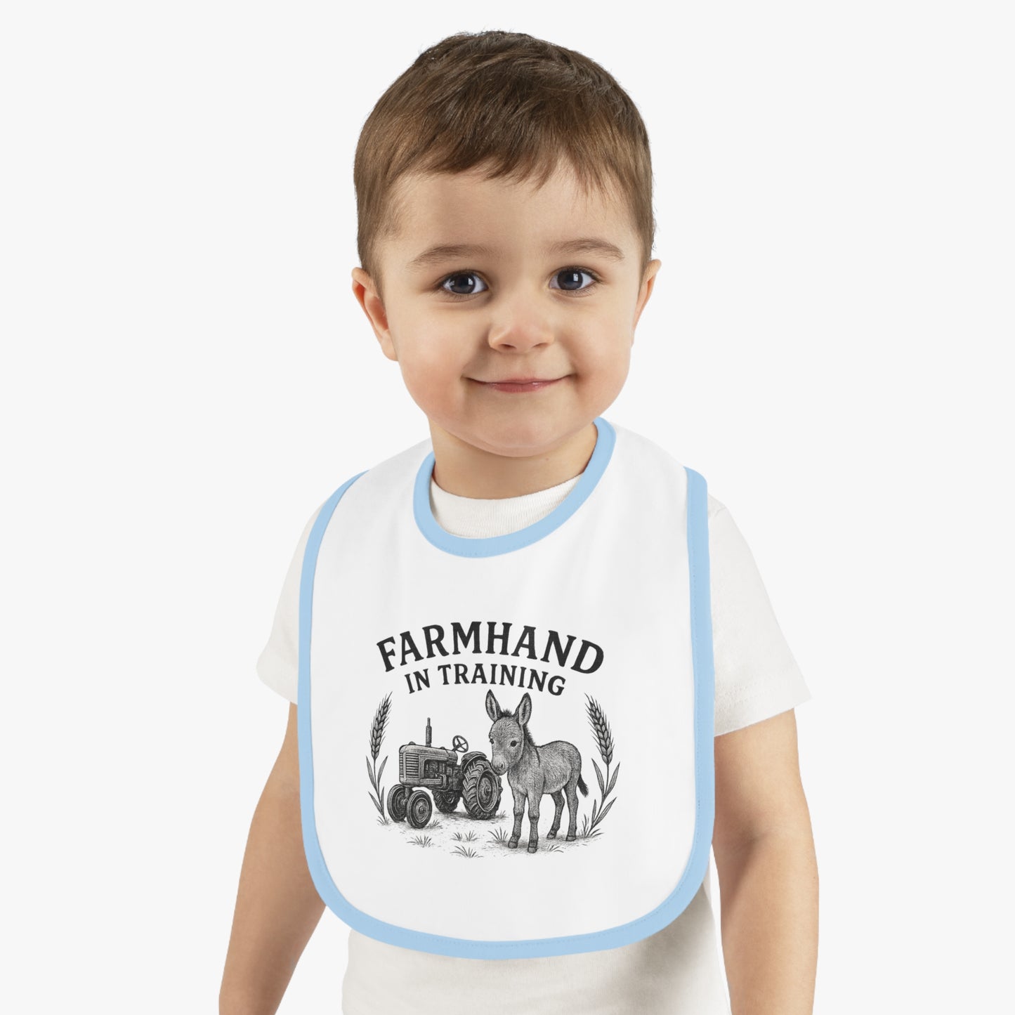 Farmhand in Training Baby Bib - Cute Contrast Trim for Future Farmers