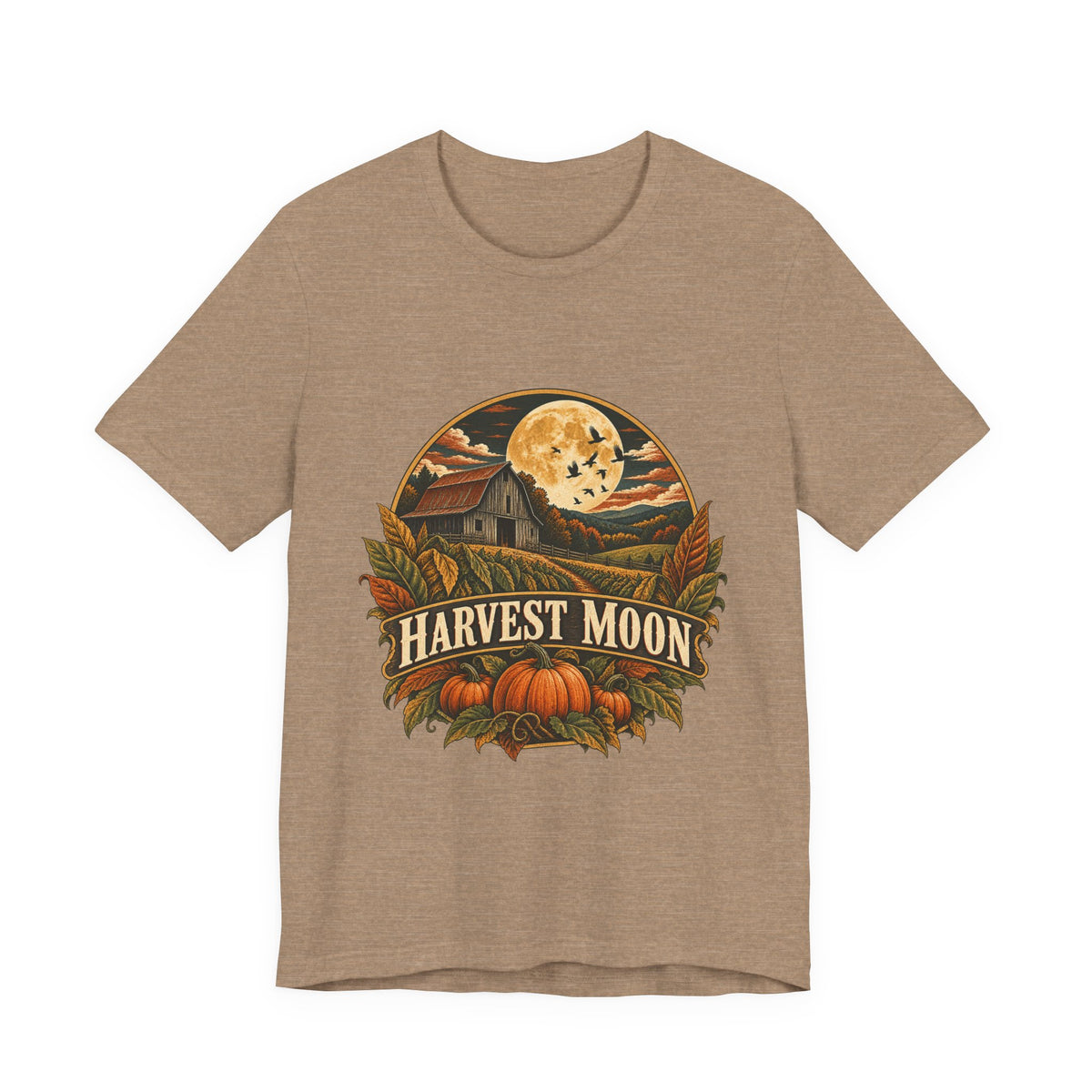 Harvest Moon Barn Tee – Vintage Autumn Farm Graphic
