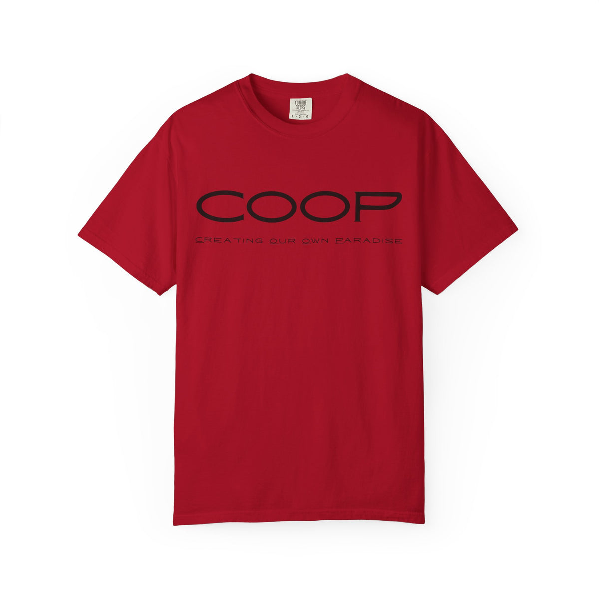 COOP Minimalist Logo T-Shirt — 'Creating Our Own Paradise' Back Print