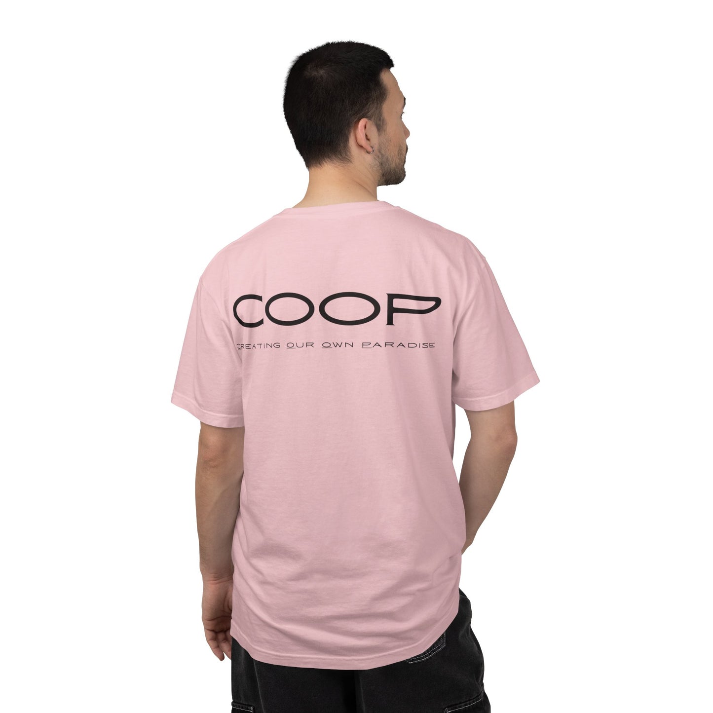 COOP Minimalist Logo T-Shirt — 'Creating Our Own Paradise' Back Print