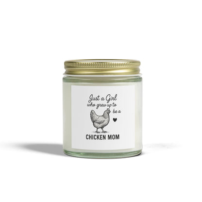 Just a Girl Chicken Mom Scented Candle - Coconut Apricot Wax (4oz, 9oz)