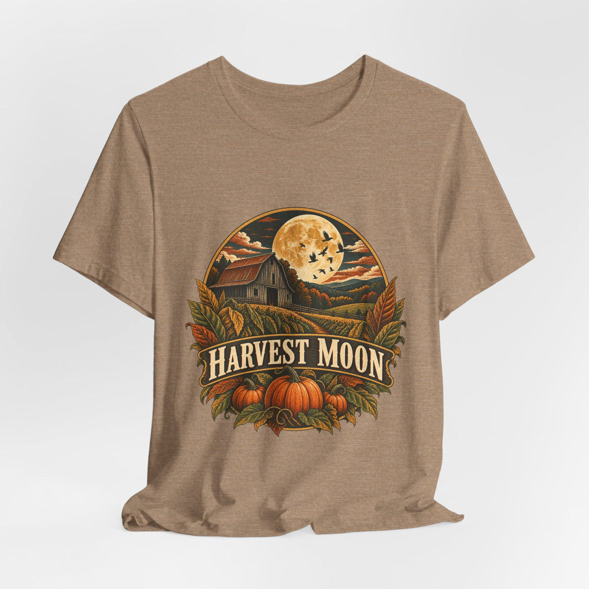 Harvest Moon Barn Tee – Vintage Autumn Farm Graphic