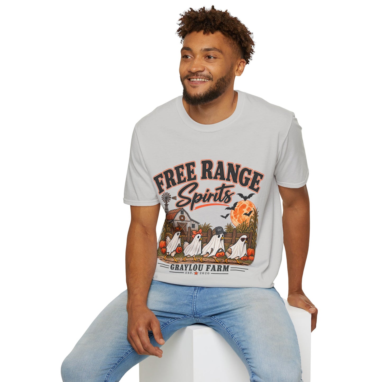 Free Range Spirits T-Shirt — Halloween Farm Ghosts Graphic