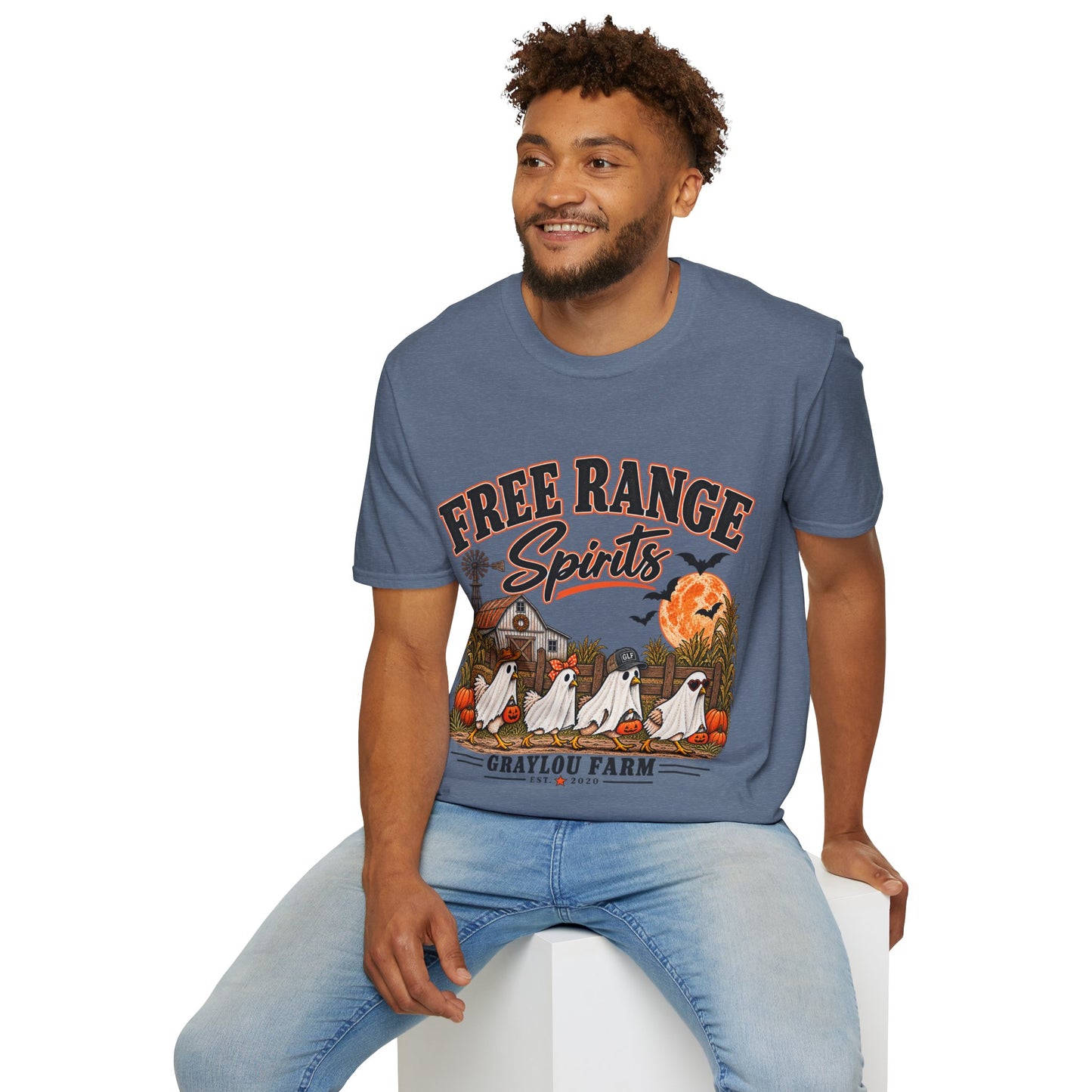 Free Range Spirits T-Shirt — Halloween Farm Ghosts Graphic