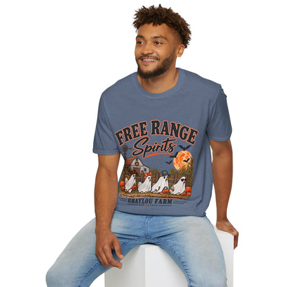 Free Range Spirits T-Shirt — Halloween Farm Ghosts Graphic