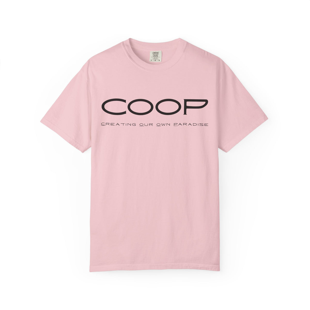 COOP Minimalist Logo T-Shirt — 'Creating Our Own Paradise' Back Print