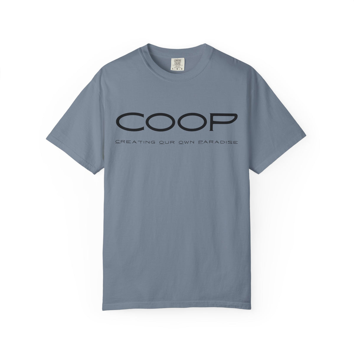 COOP Minimalist Logo T-Shirt — 'Creating Our Own Paradise' Back Print