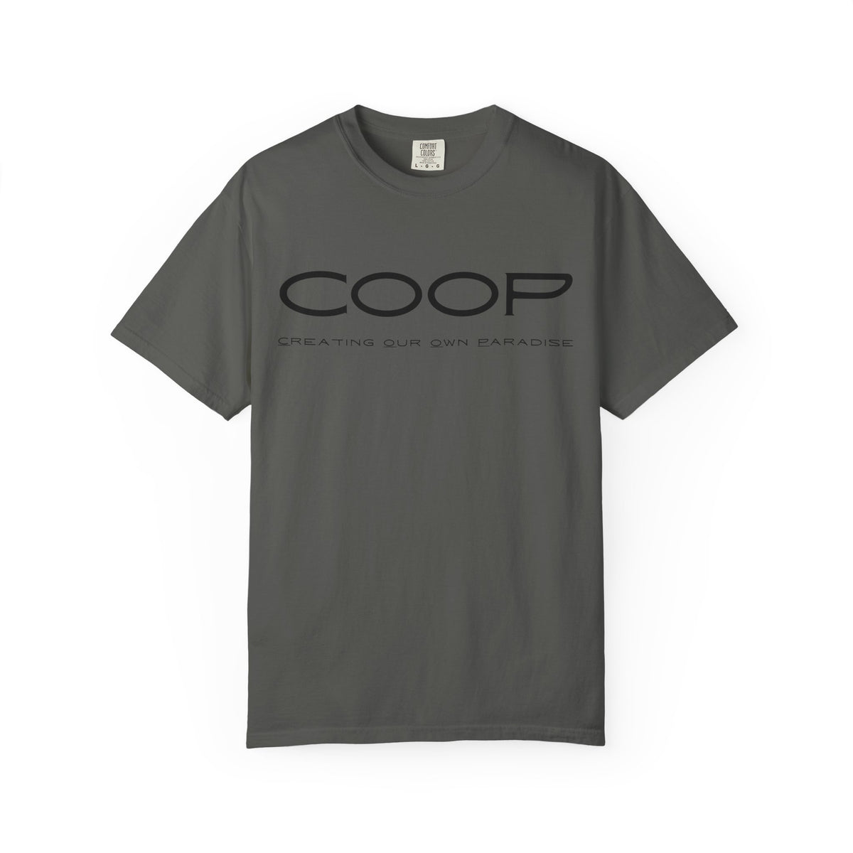 COOP Minimalist Logo T-Shirt — 'Creating Our Own Paradise' Back Print