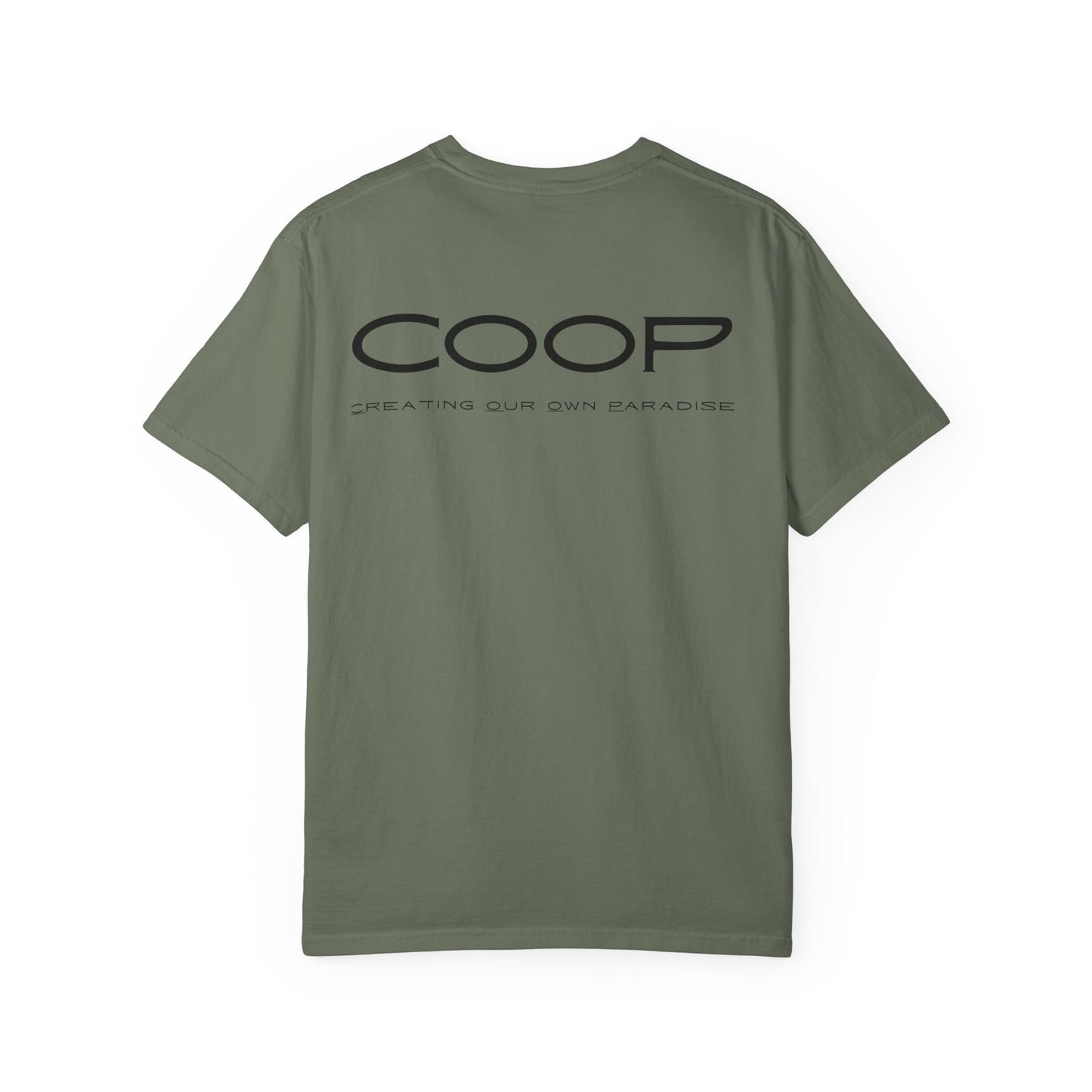 COOP Minimalist Logo T-Shirt — 'Creating Our Own Paradise' Back Print