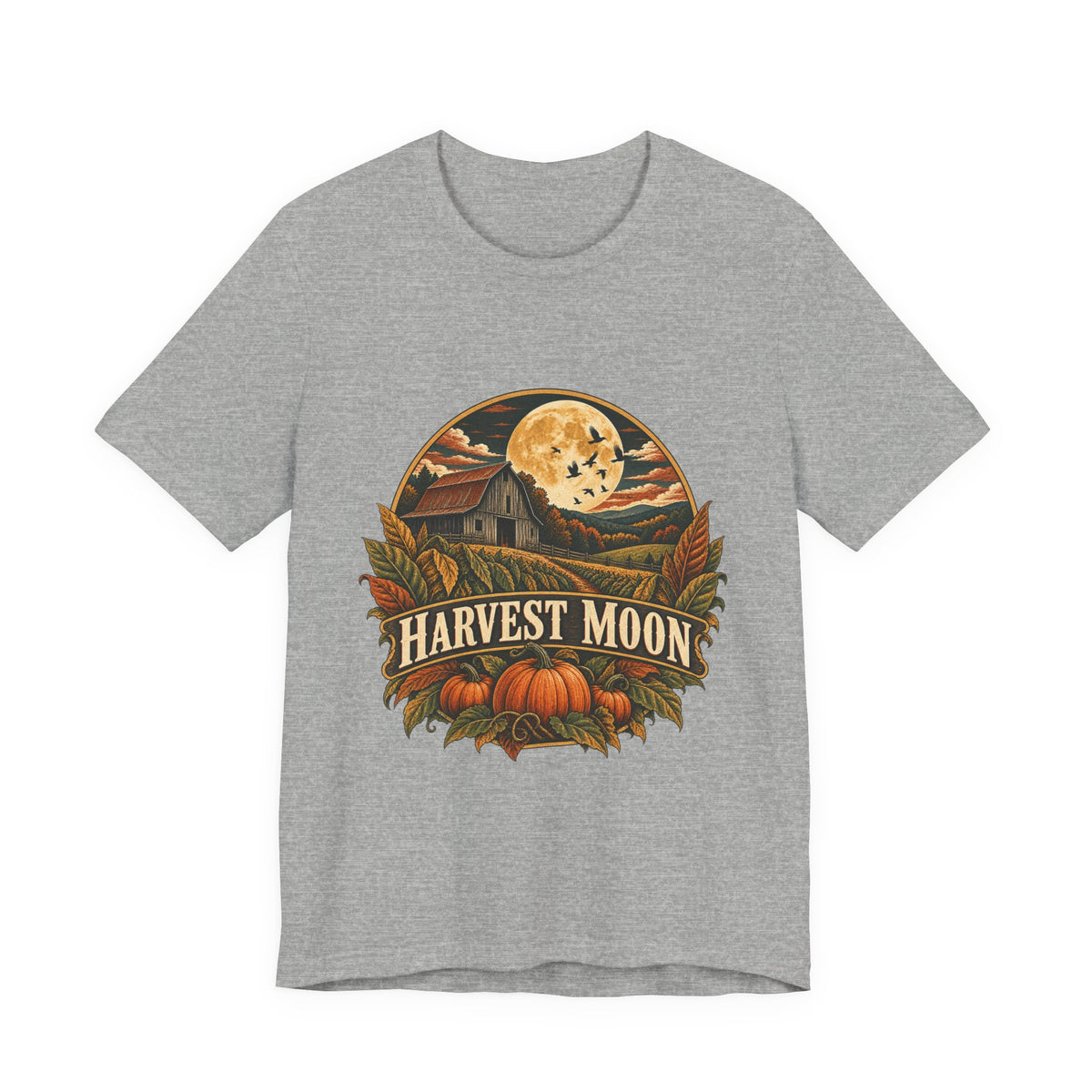 Harvest Moon Barn Tee – Vintage Autumn Farm Graphic