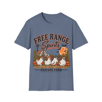 Free Range Spirits T-Shirt — Halloween Farm Ghosts Graphic