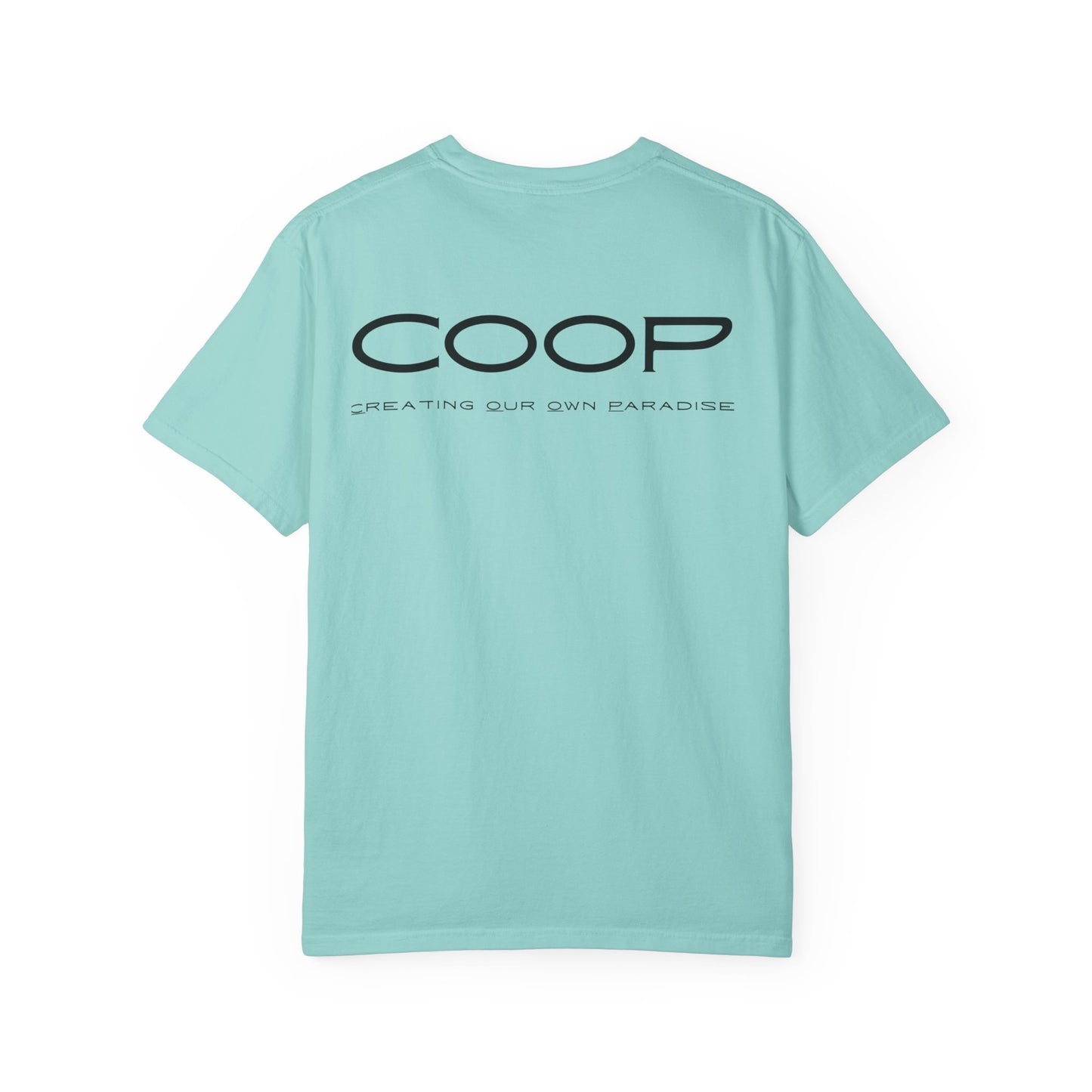 COOP Minimalist Logo T-Shirt — 'Creating Our Own Paradise' Back Print