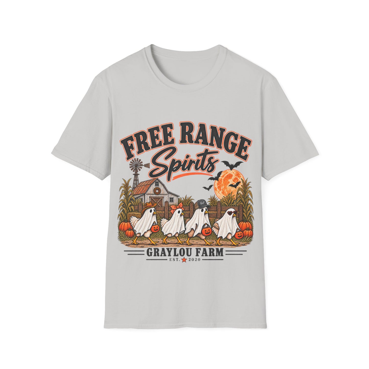 Free Range Spirits T-Shirt — Halloween Farm Ghosts Graphic