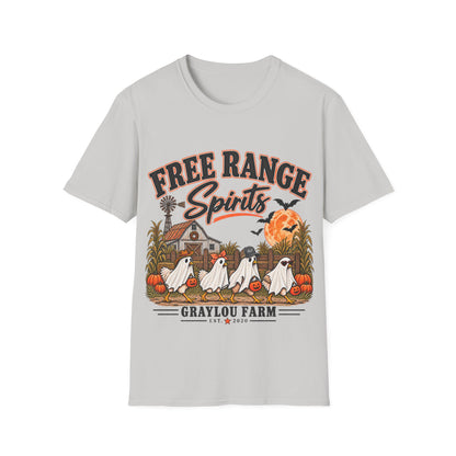Free Range Spirits T-Shirt — Halloween Farm Ghosts Graphic