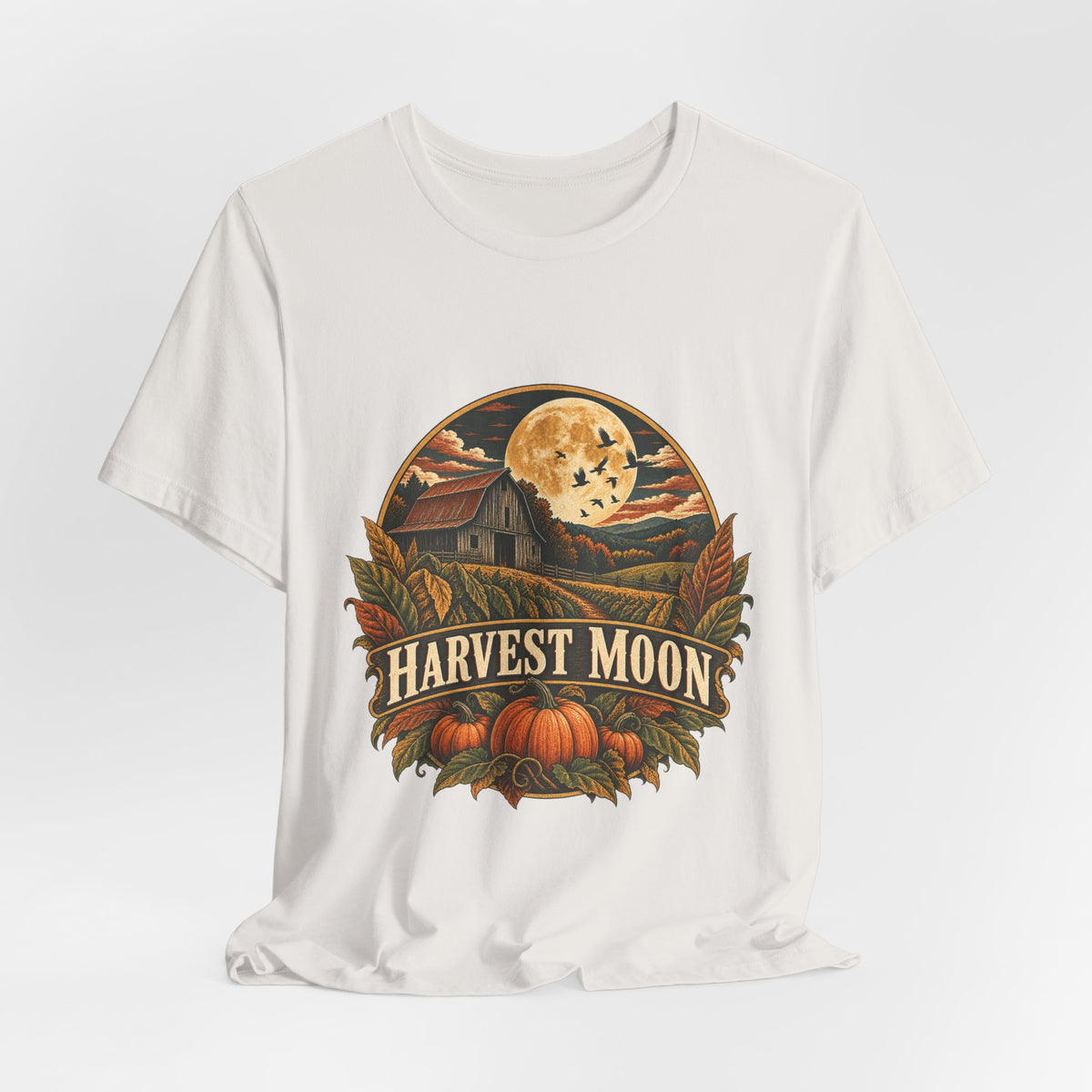 Harvest Moon Barn Tee – Vintage Autumn Farm Graphic