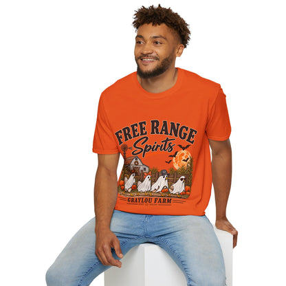 Free Range Spirits T-Shirt — Halloween Farm Ghosts Graphic