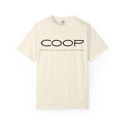 COOP Minimalist Logo T-Shirt — 'Creating Our Own Paradise' Back Print