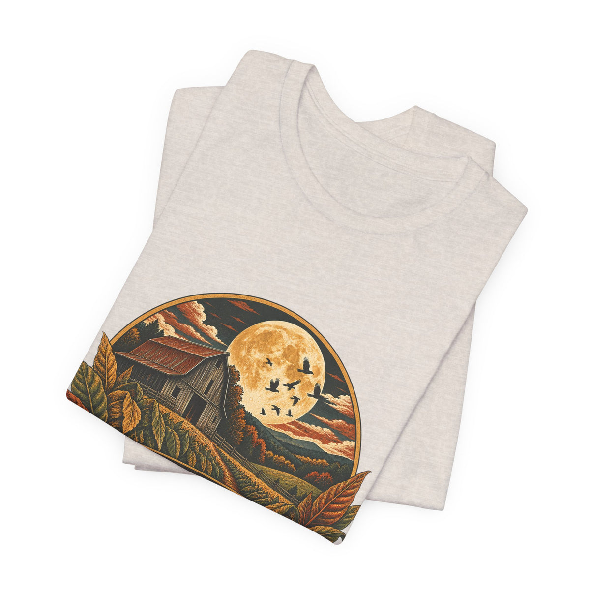 Harvest Moon Barn Tee – Vintage Autumn Farm Graphic