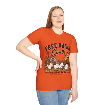 Free Range Spirits T-Shirt — Halloween Farm Ghosts Graphic