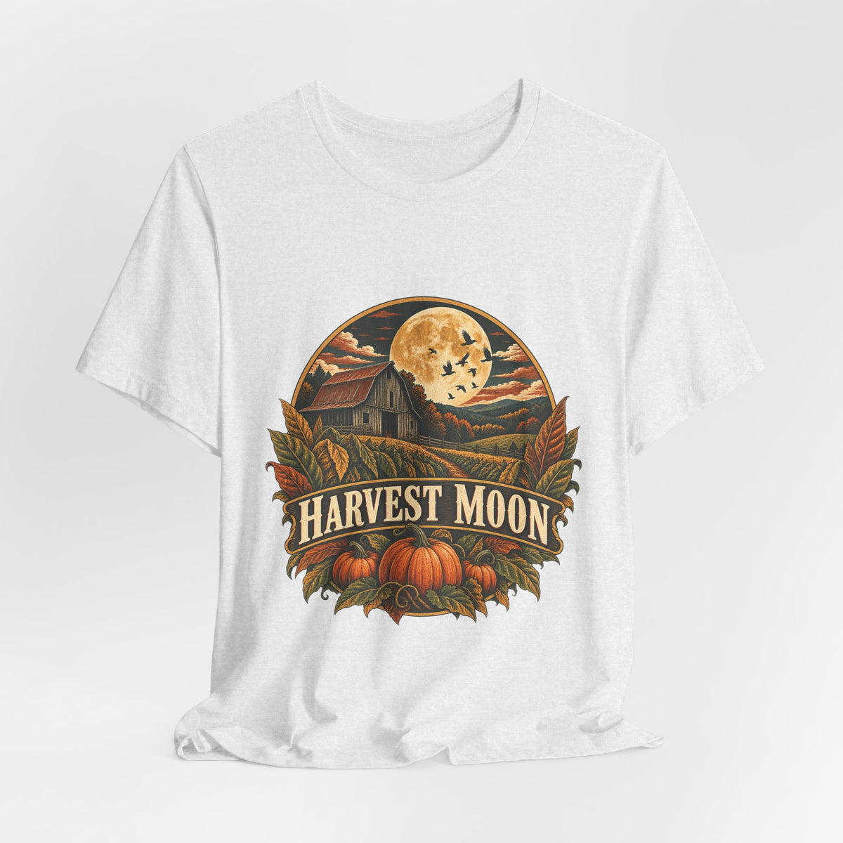 Harvest Moon Barn Tee – Vintage Autumn Farm Graphic