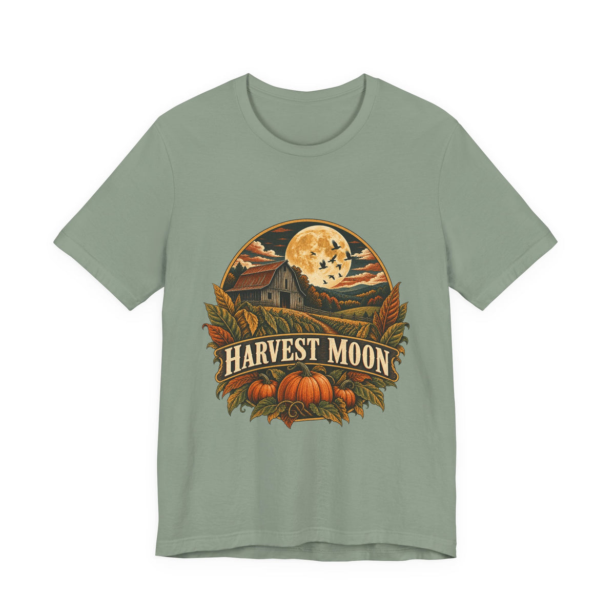 Harvest Moon Barn Tee – Vintage Autumn Farm Graphic