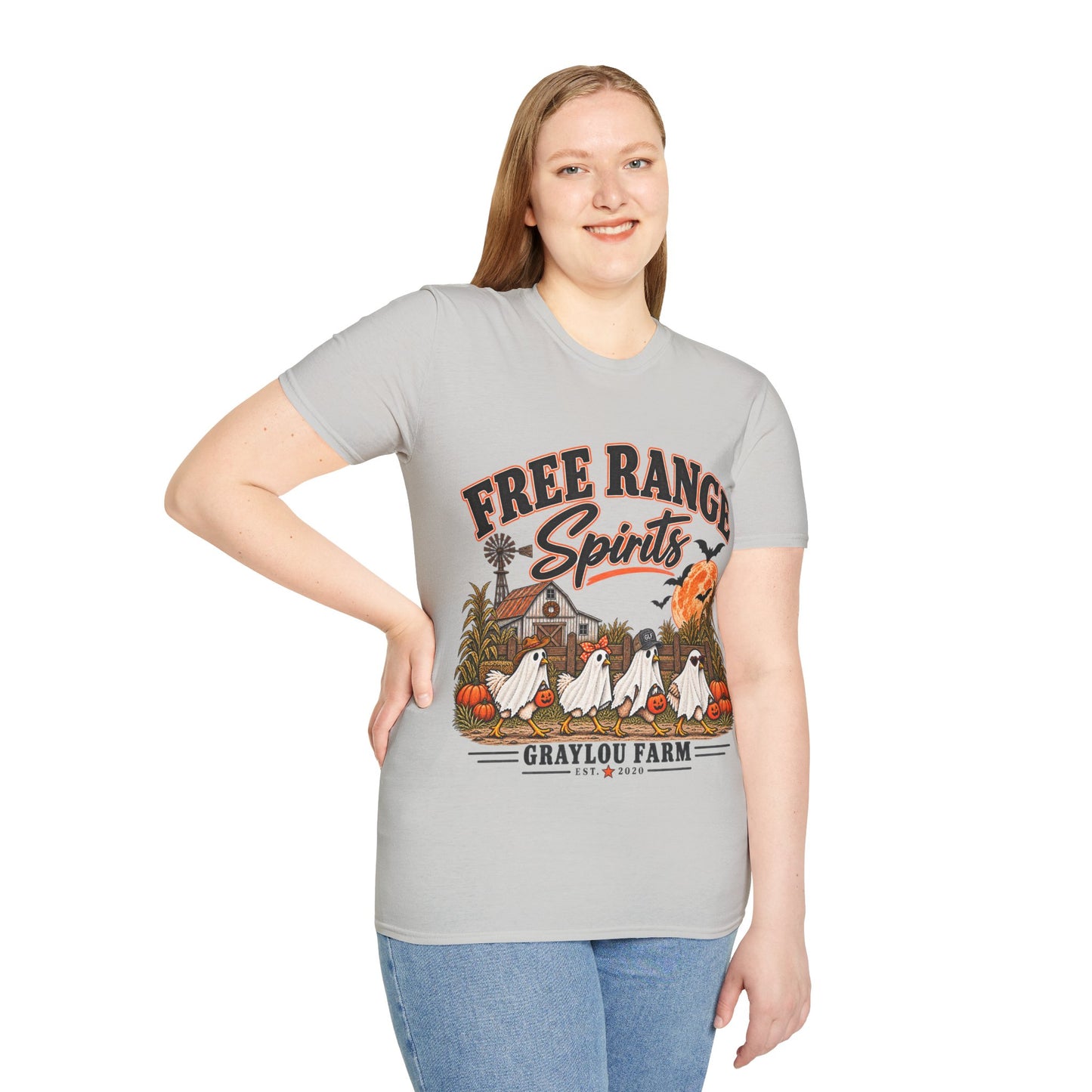 Free Range Spirits T-Shirt — Halloween Farm Ghosts Graphic
