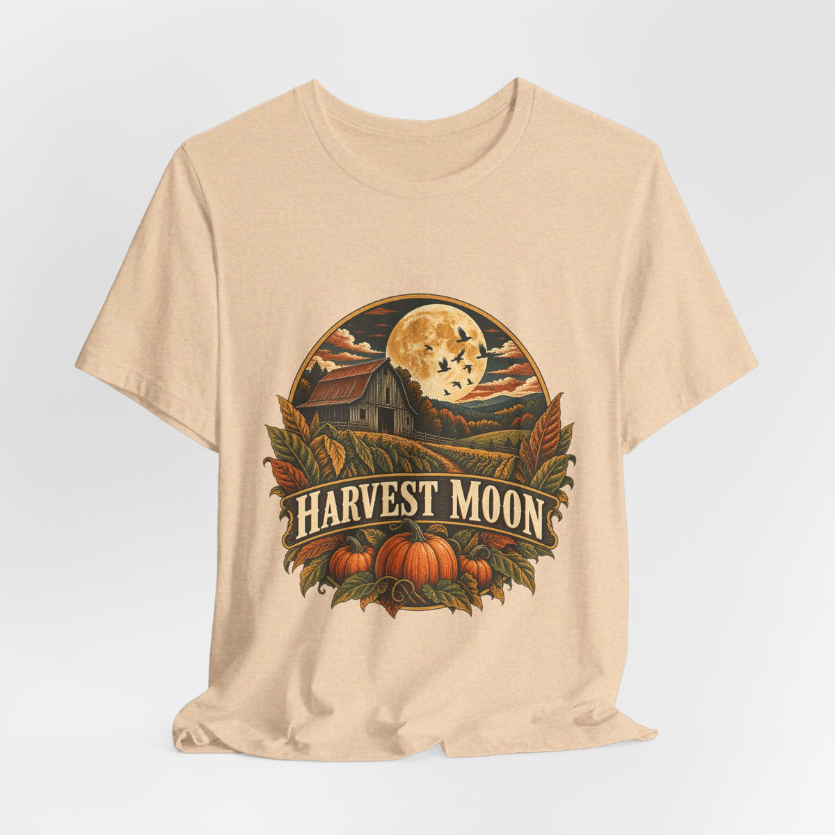 Harvest Moon Barn Tee – Vintage Autumn Farm Graphic