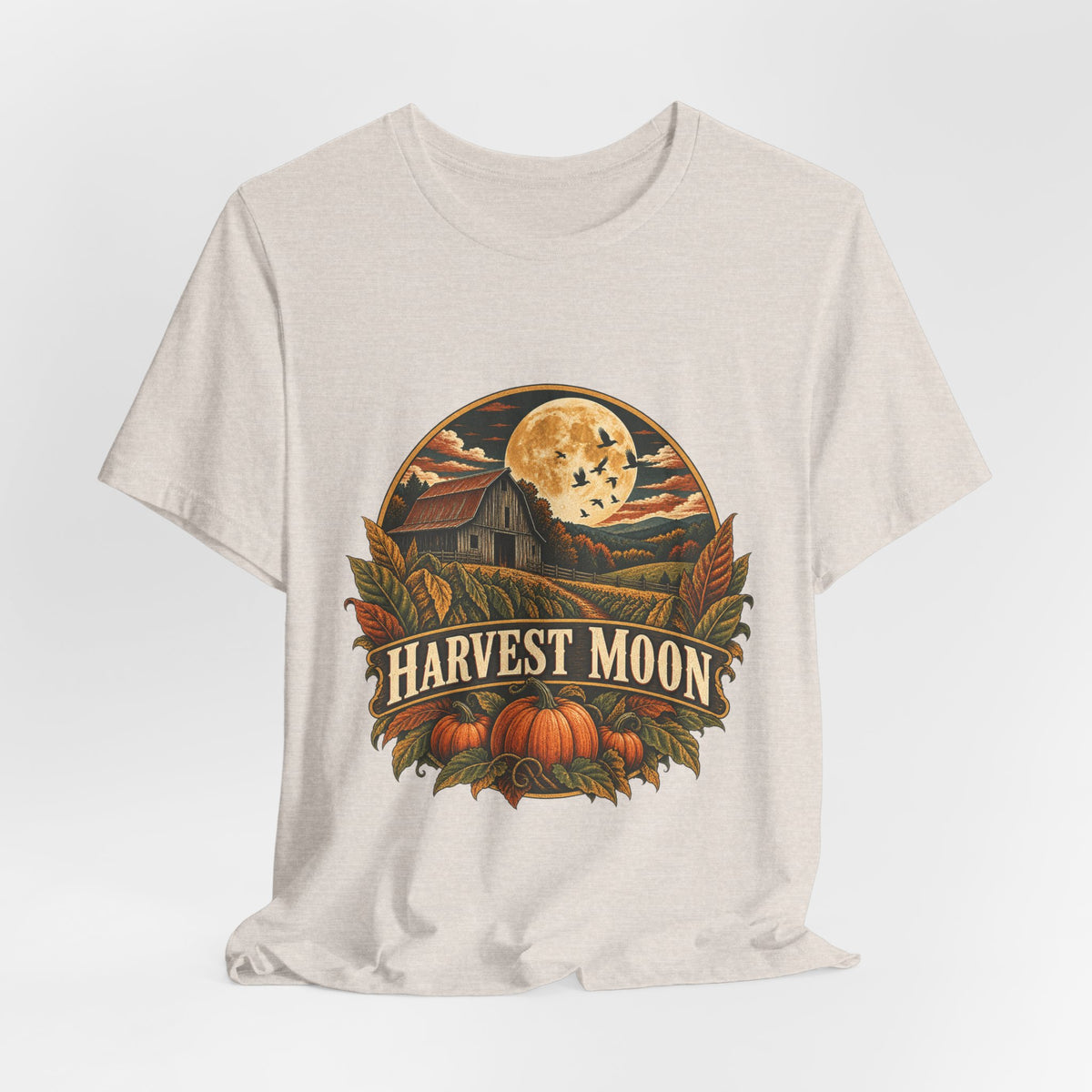 Harvest Moon Barn Tee – Vintage Autumn Farm Graphic