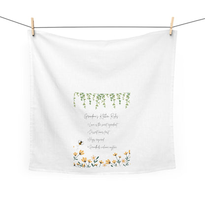 Grandma's Kitchen Rules Tea Towel – Floral Design for Home Décor & Gift