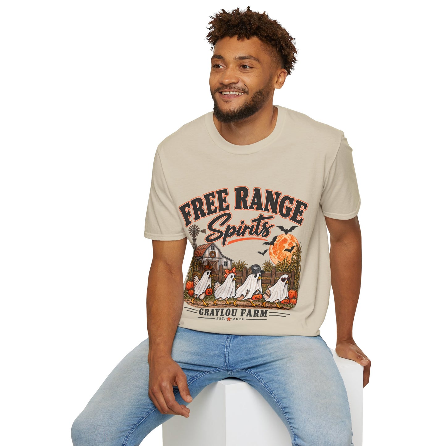 Free Range Spirits T-Shirt — Halloween Farm Ghosts Graphic