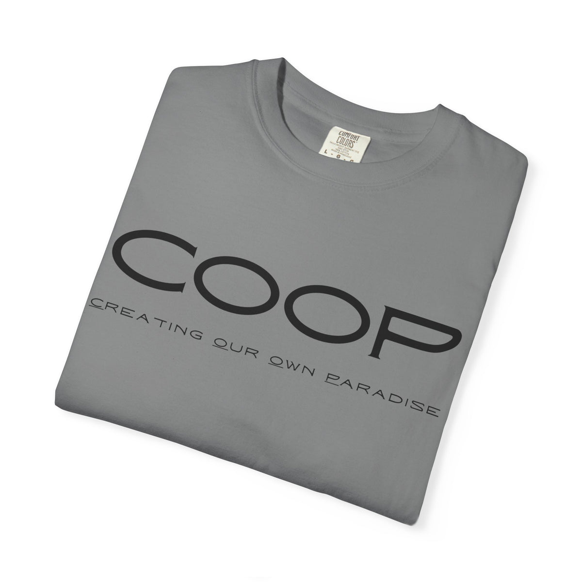 COOP Minimalist Logo T-Shirt — 'Creating Our Own Paradise' Back Print