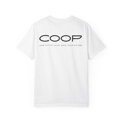 COOP Minimalist Logo T-Shirt — 'Creating Our Own Paradise' Back Print