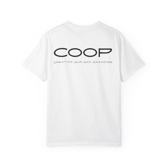 COOP Minimalist Logo T-Shirt — 'Creating Our Own Paradise' Back Print