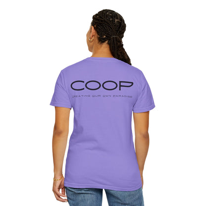COOP Minimalist Logo T-Shirt — 'Creating Our Own Paradise' Back Print