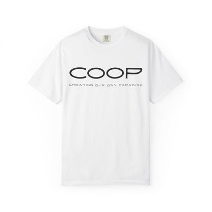 COOP Minimalist Logo T-Shirt — 'Creating Our Own Paradise' Back Print