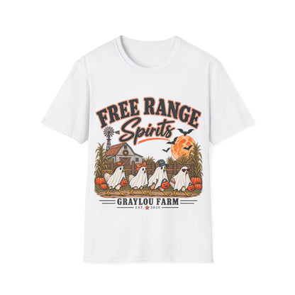 Free Range Spirits T-Shirt — Halloween Farm Ghosts Graphic
