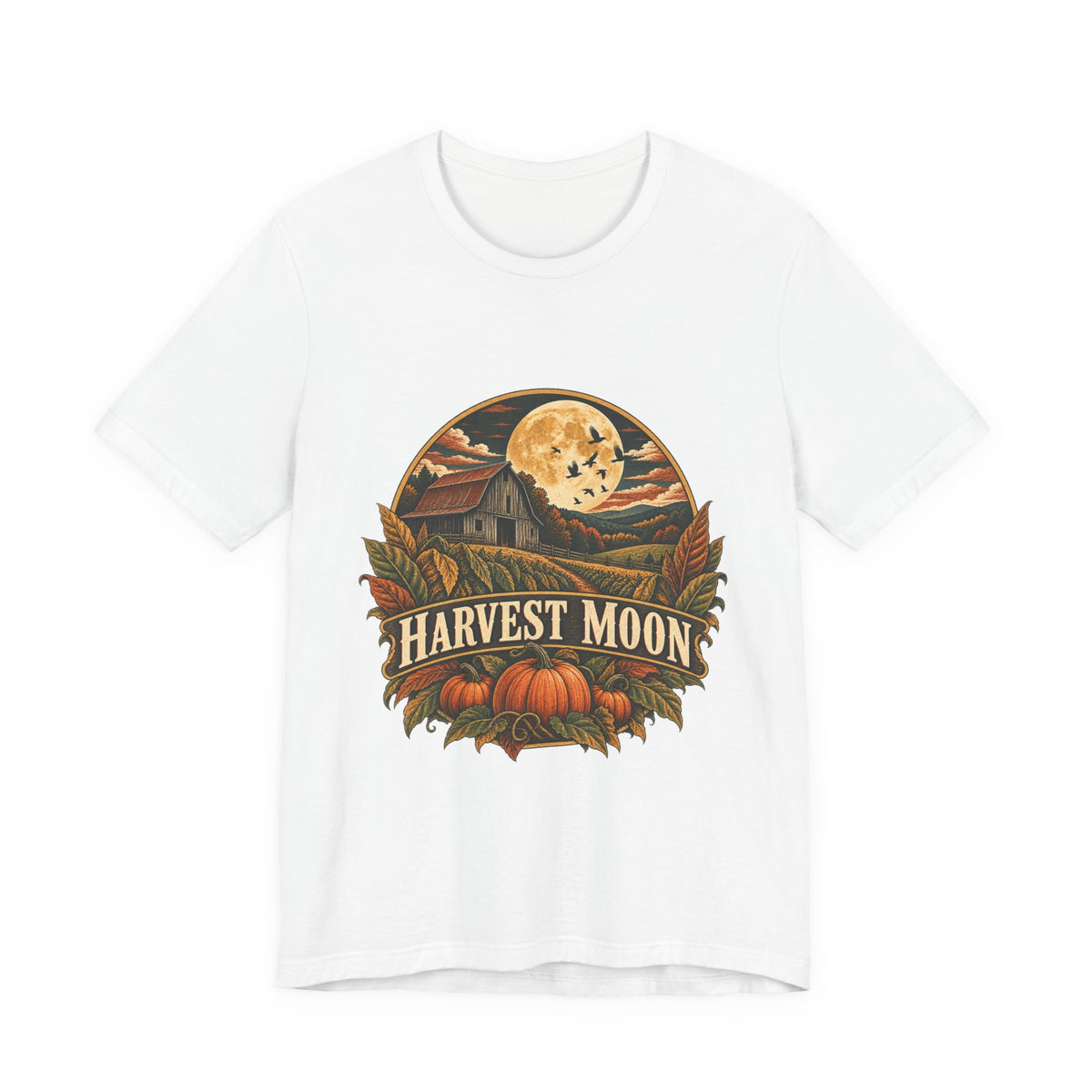 Harvest Moon Barn Tee – Vintage Autumn Farm Graphic
