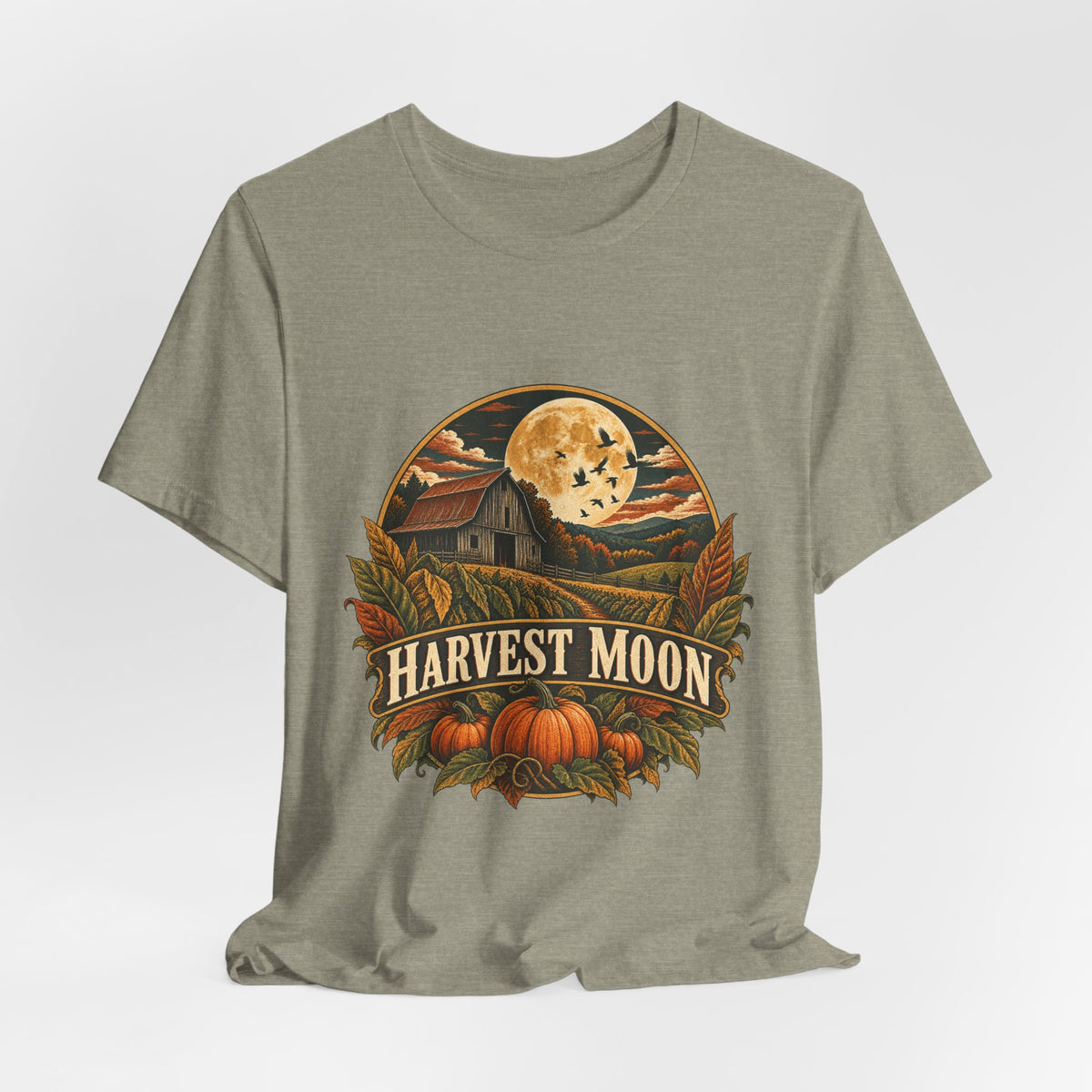 Harvest Moon Barn Tee – Vintage Autumn Farm Graphic