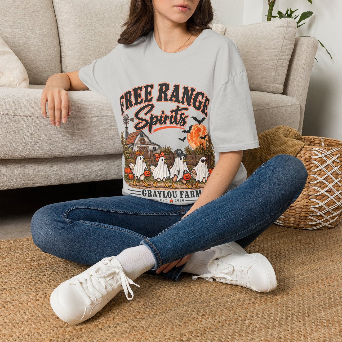 Free Range Spirits T-Shirt — Halloween Farm Ghosts Graphic