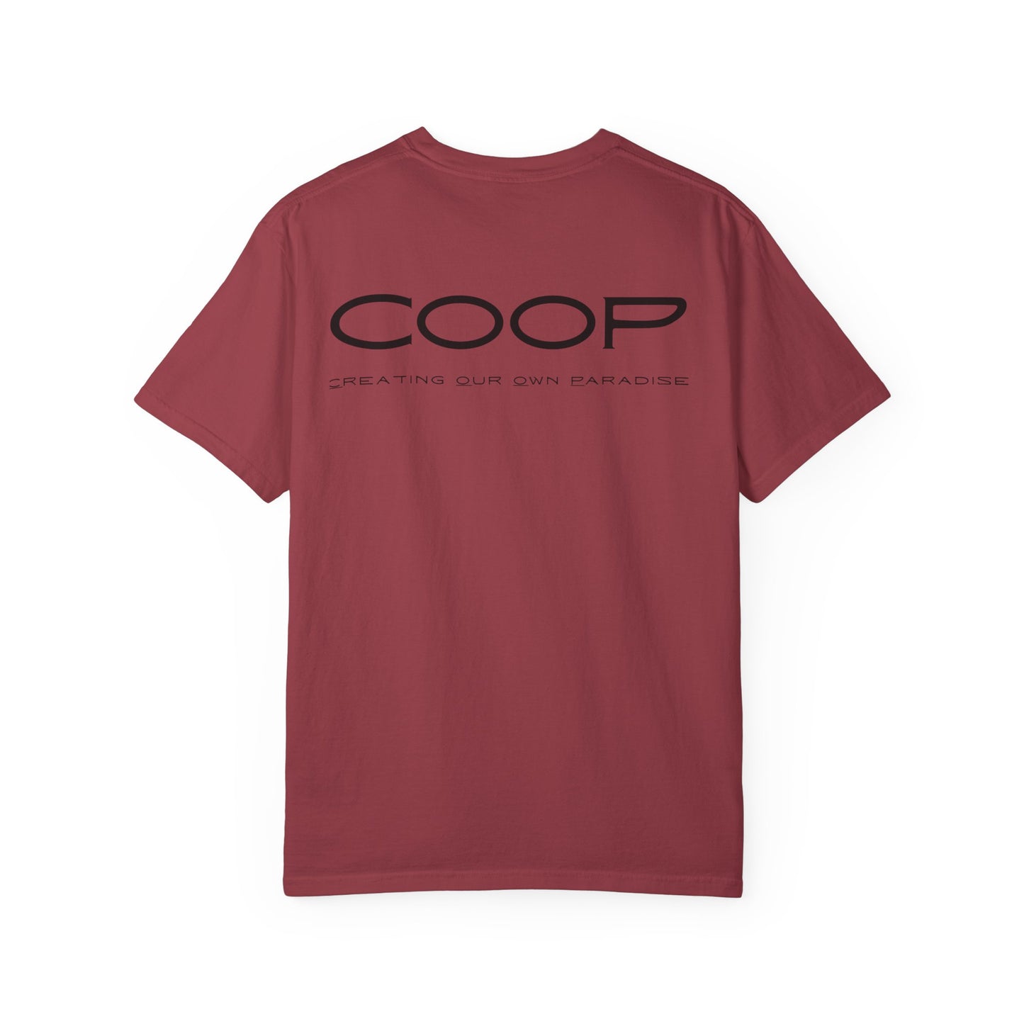 COOP Minimalist Logo T-Shirt — 'Creating Our Own Paradise' Back Print