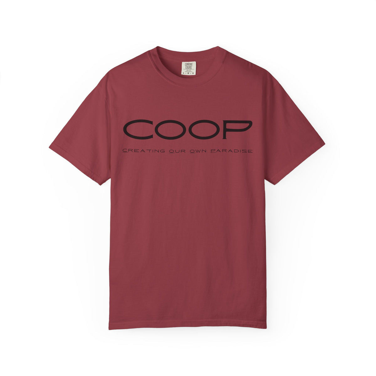 COOP Minimalist Logo T-Shirt — 'Creating Our Own Paradise' Back Print